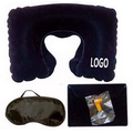 Adult Microbead Neck Pillow, Sleep Mask, and Ear Buds Travel Kit (3-Piece)